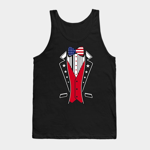 P&B Tuxedo Red Rose Funny Independence Day 4th Of July T Shirt Tank Top by Adolphred